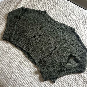 Hollister Dark Green Distressed Sweater
